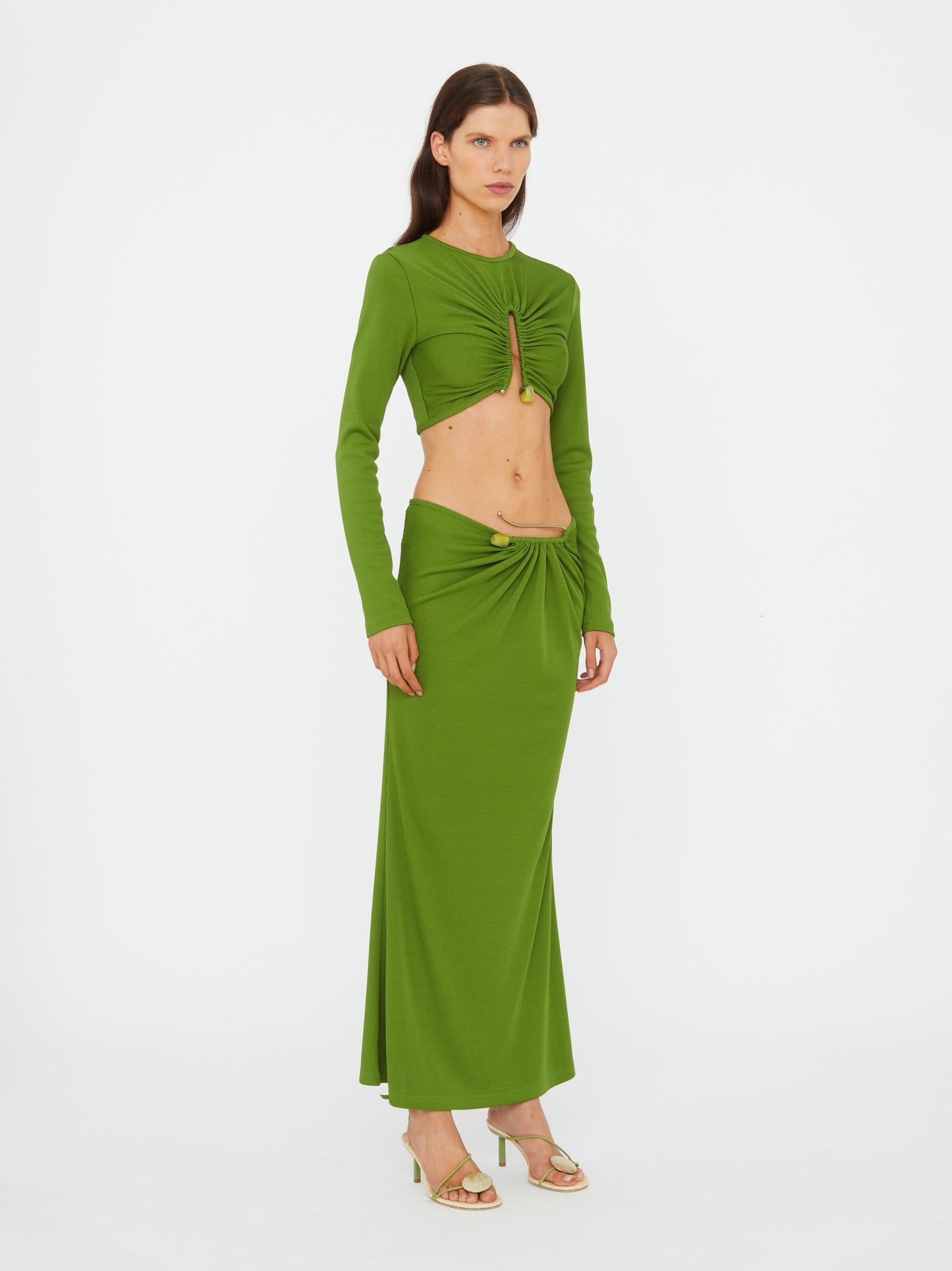 CHRISTOPHER ESBER Crystal Pin Rib Skirt (Cactus)