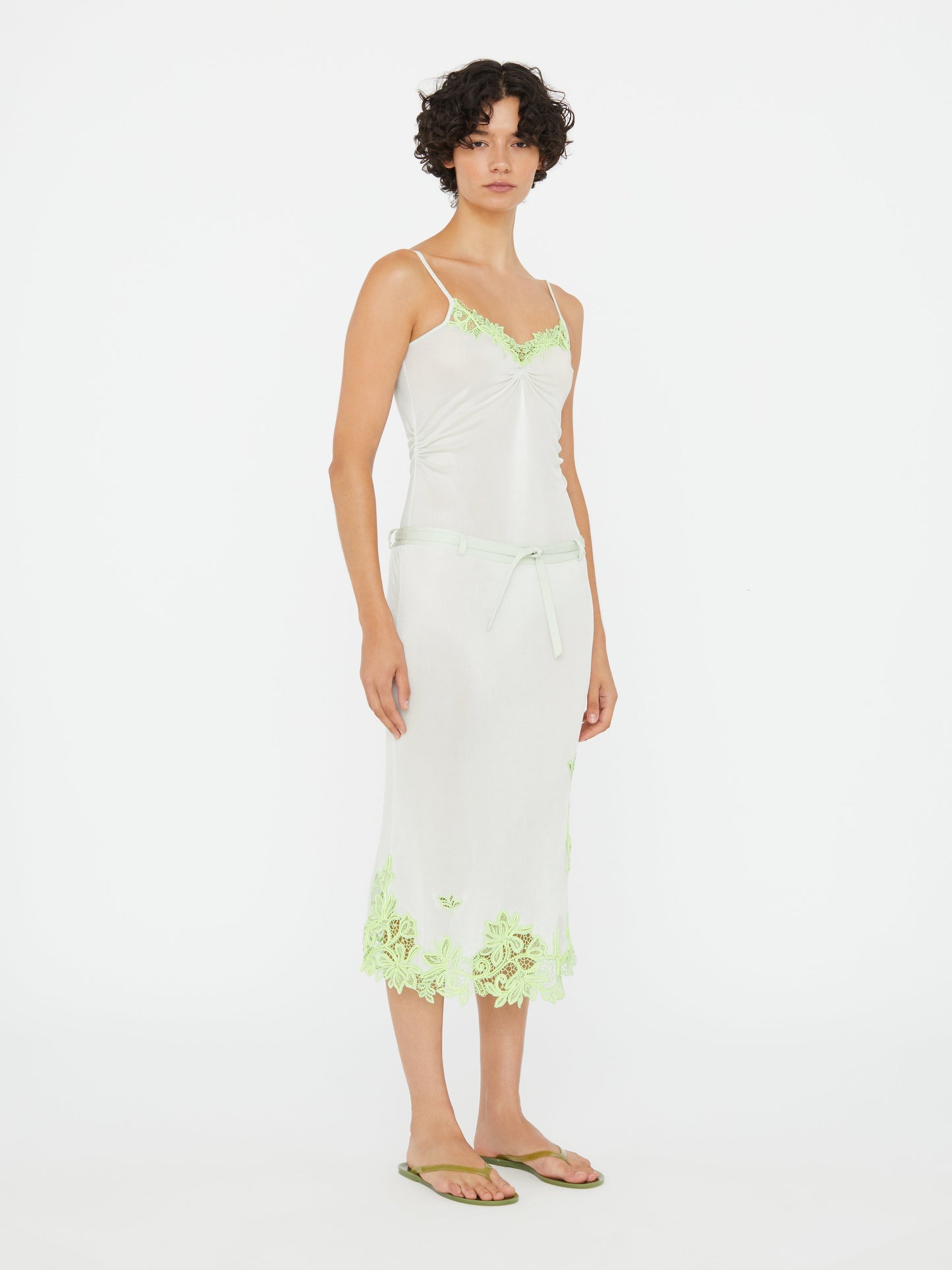 Christopher Esber Hibiscus Embroidered Rib Bodysuit (Green)
