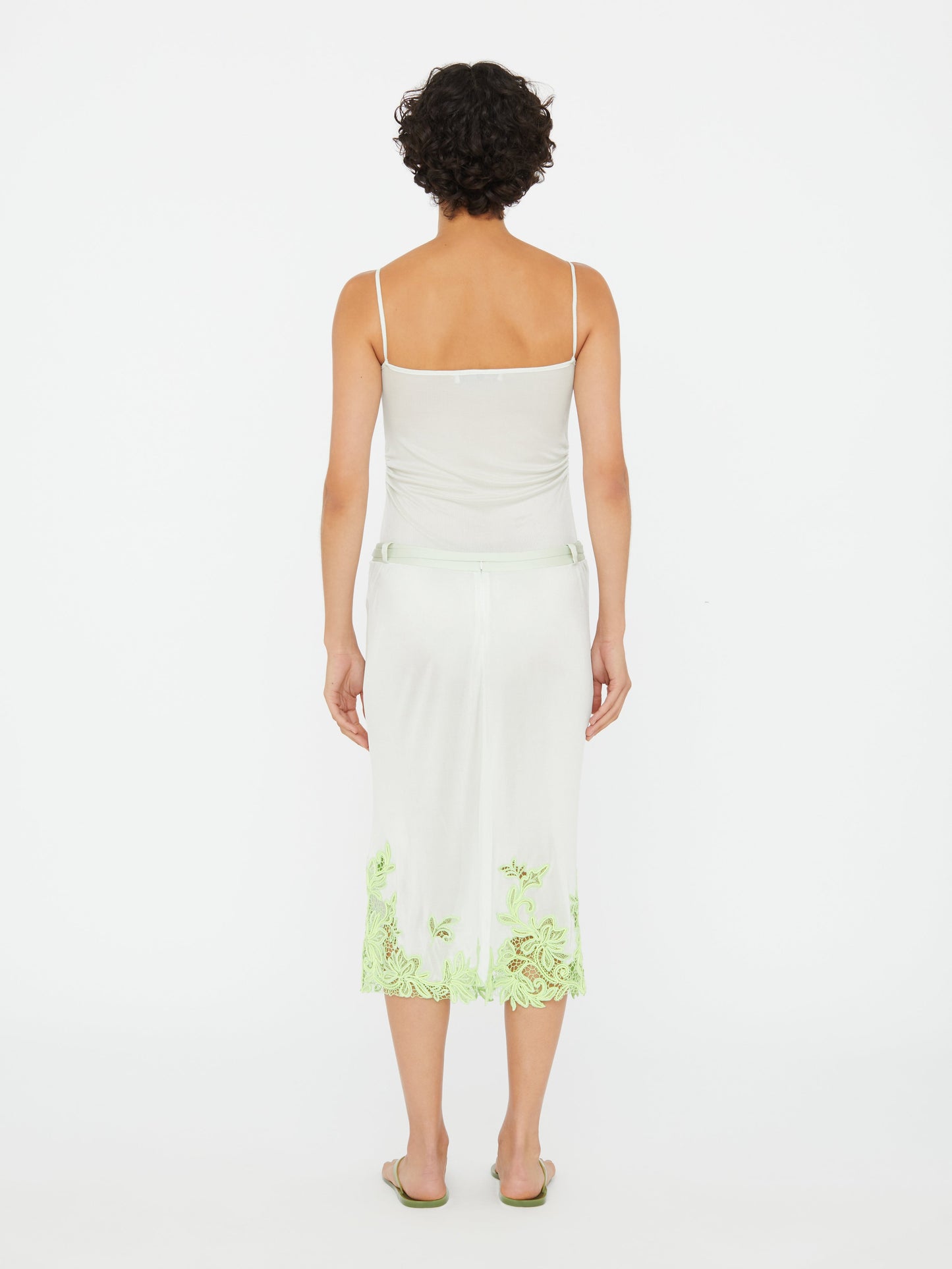 Christopher Esber Hibiscus Embroidered Rib Bodysuit (Green)