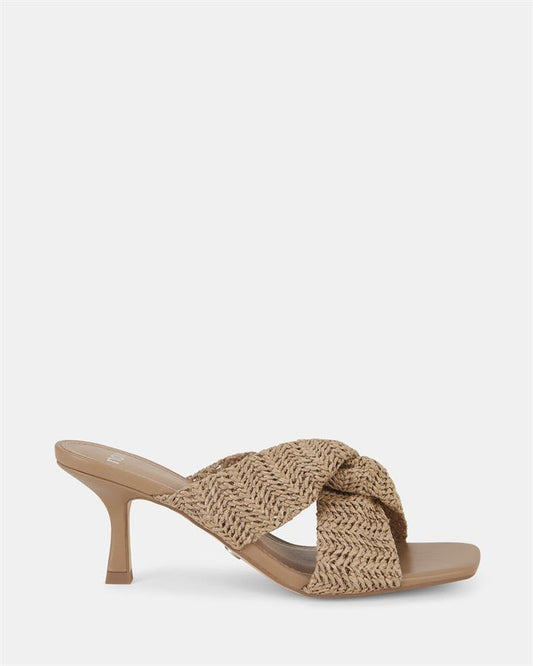 Image of Sandals. Product name - Urbinos Women's Strappy Low Heel NATURAL RAFFIA Novo Sandals in Natural Raffia colour by brand - NOVO