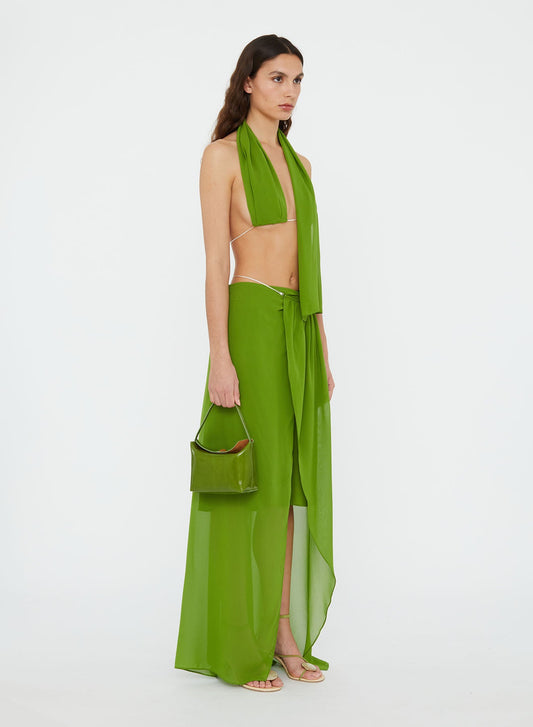 Christopher Esber Silk Chain Sarong Skirt (Cactus)