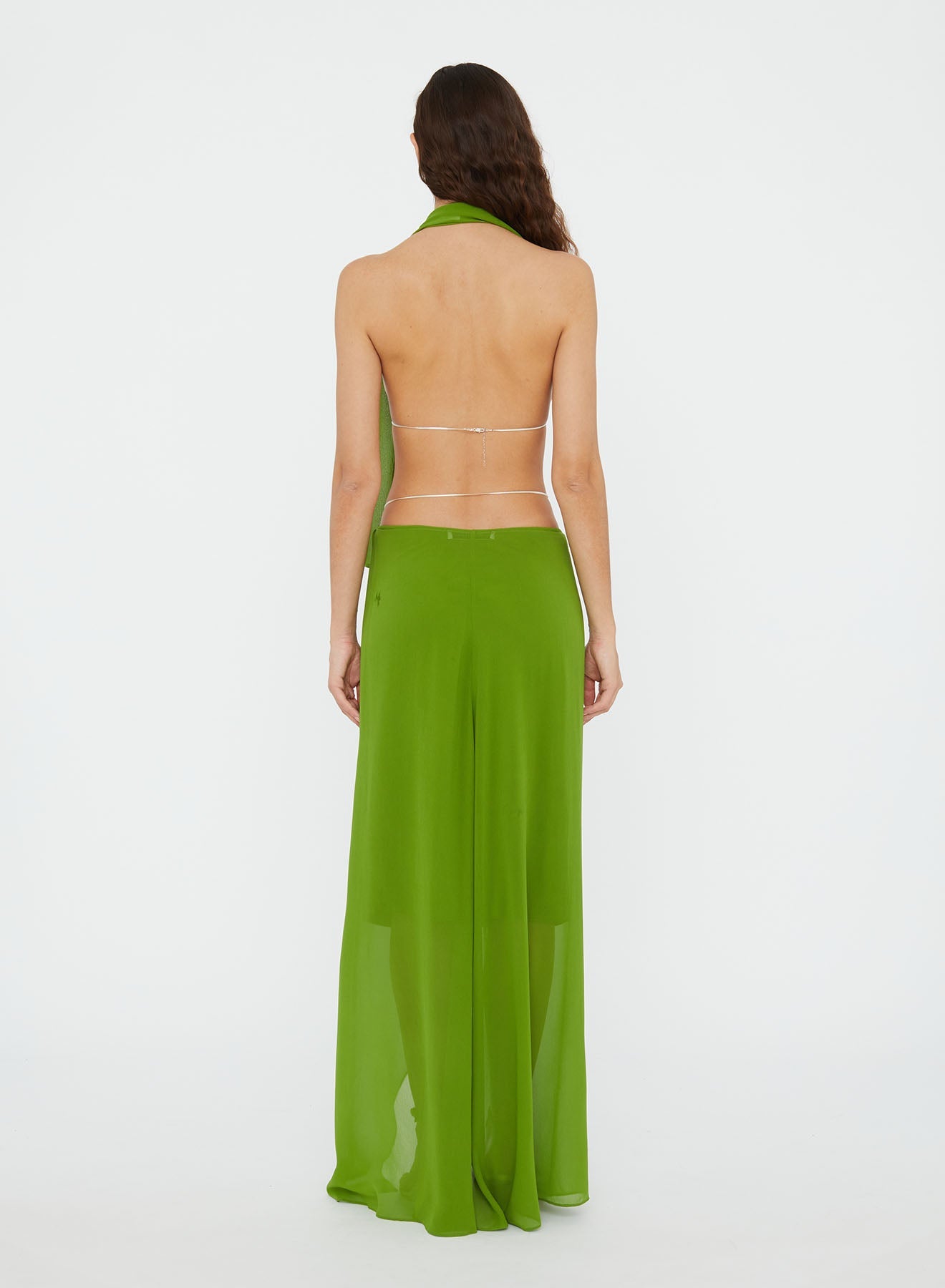 Christopher Esber Silk Chain Sarong Skirt (Cactus)