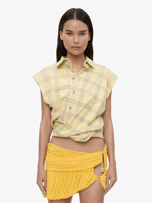 Image of Shirts. Product name - Sleeveless Tornado Shirt in Flannel colour by brand - CHRISTOPHER ESBER