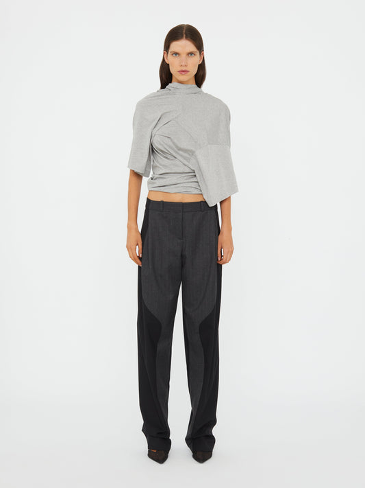 Image of a model wearing Pants. Productname: Christopher Esber Torrent Pinstripe Trouser in Stripe colour by brand - Christopher Esber