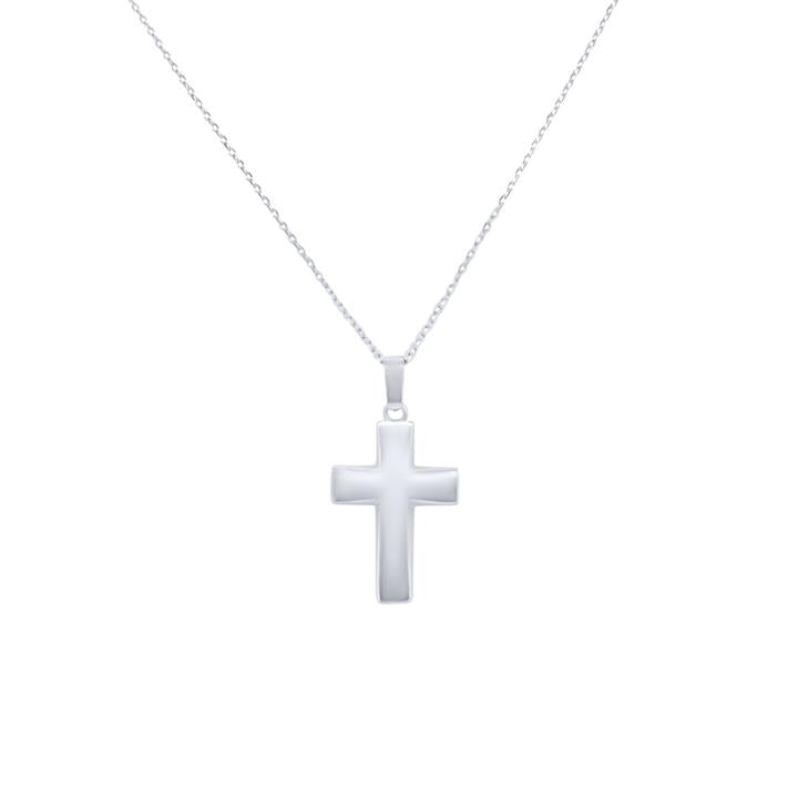 Image of Necklaces. Productname: 45cm Plain Cross Necklace in Sterling Silver in Silver colour by brand - Bevilles