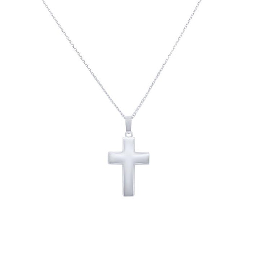 Image of Necklaces. Productname: 45cm Plain Cross Necklace in Sterling Silver in Silver colour by brand - Bevilles
