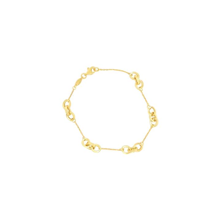 Image of Bracelets. Product name - 19cm Linked Station Bracelet in 9kt Bonded Yellow Gold in colour by brand - Bevilles
