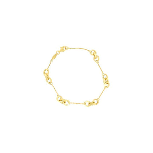 Image of Bracelets. Product name - 19cm Linked Station Bracelet in 9kt Bonded Yellow Gold in colour by brand - Bevilles