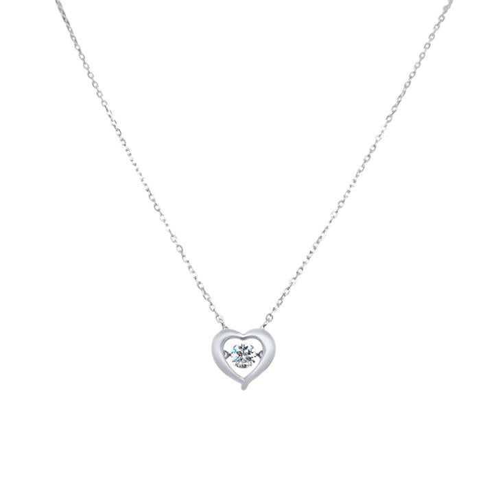 Image of Charms. Productname: 45cm Plain Open Heart Pendant Necklace with Cubic Zirconia in Sterling Silver in Silver colour by brand - Bevilles