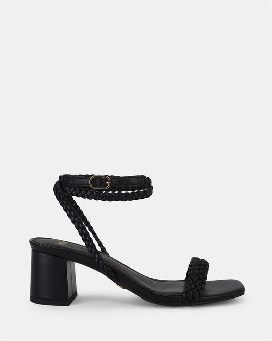 Image of Sandals. Product name - Usuki Women's Strappy Low Heel BLACK Novo Sandals in Black colour by brand - NOVO