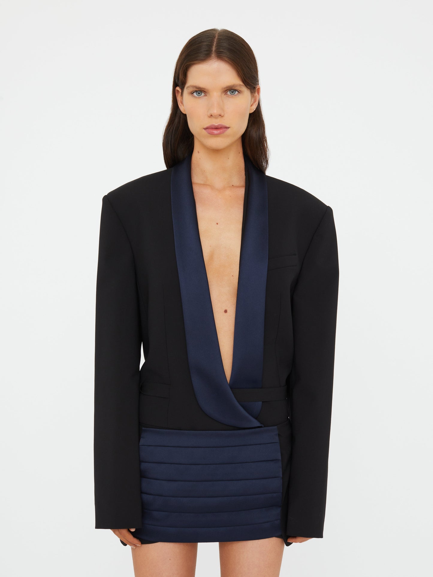 Christopher Esber Tuxedo Contrast Wool Blazer (Ink)
