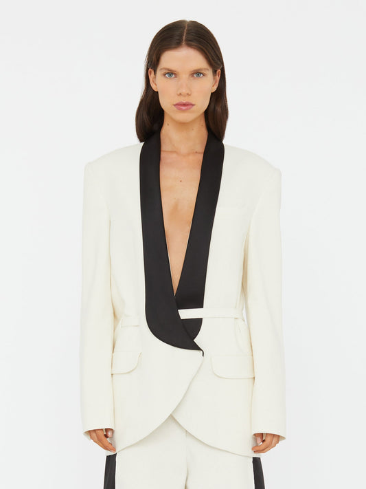 Christopher Esber Tuxedo Contrast Silk Blazer (Black)