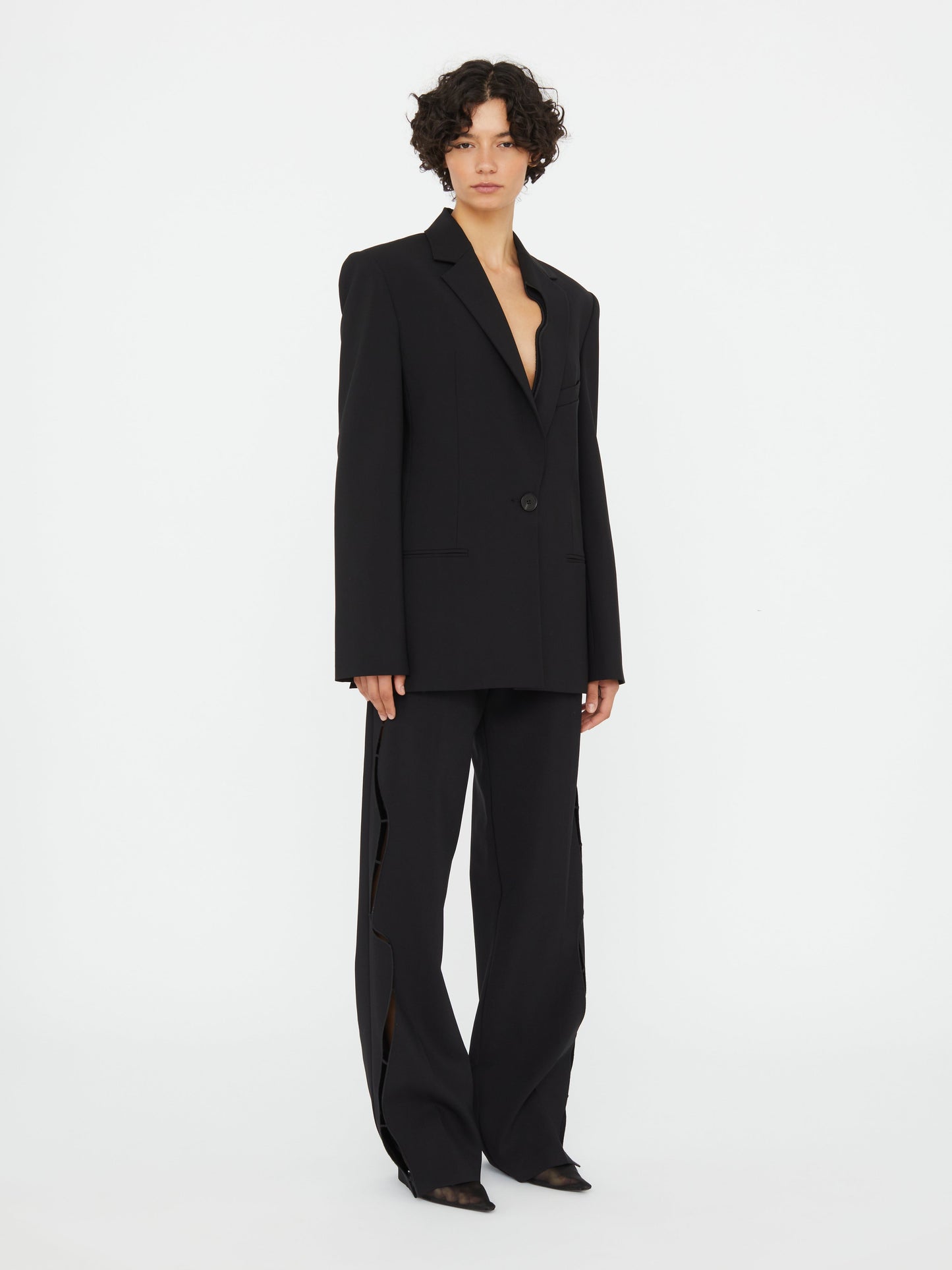 Christopher Esber Bitten Wool Blazer (Black)