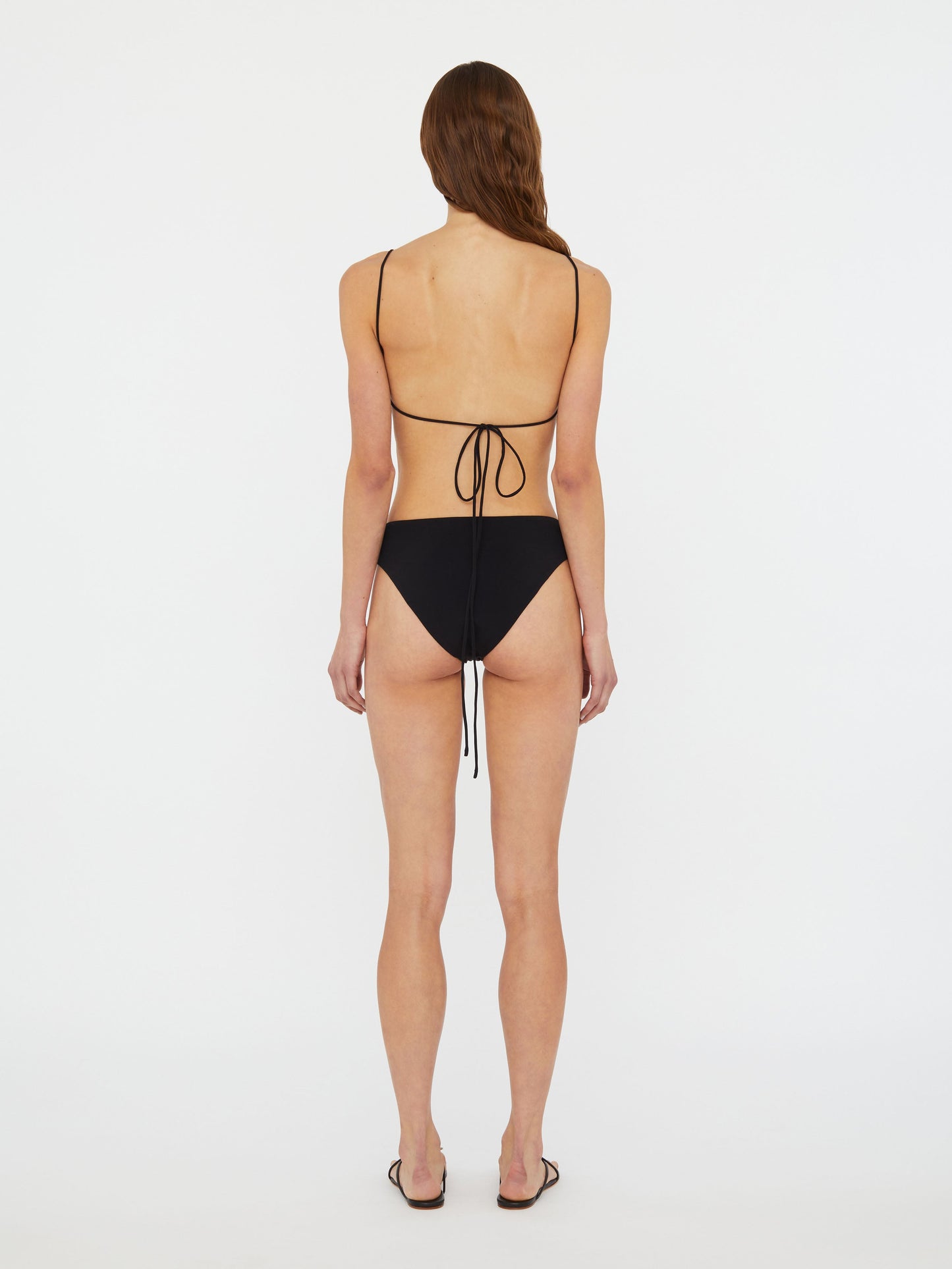 Christopher Esber Ruched Orbit Triangle Bikini Top (Black)