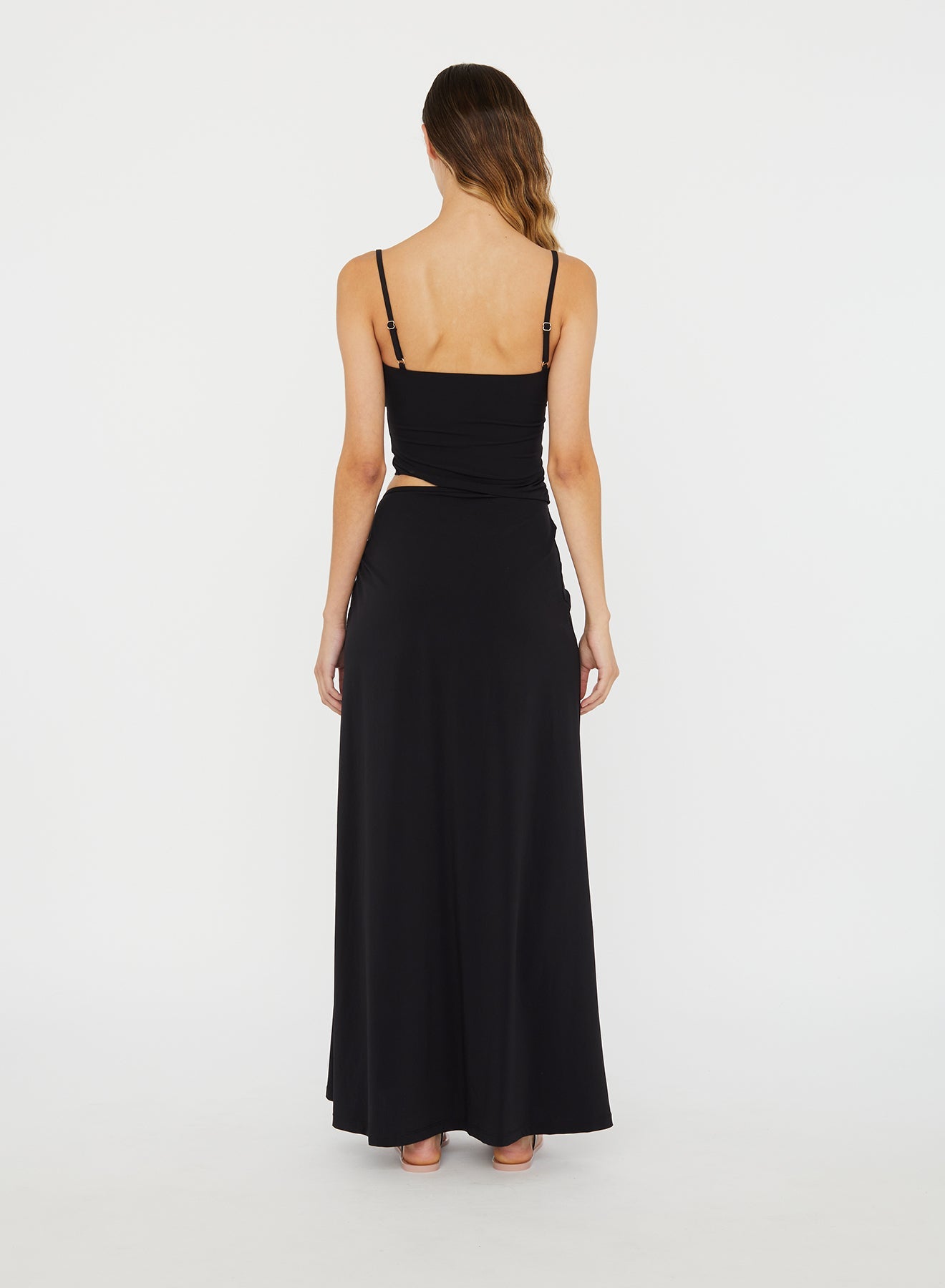 Christopher Esber Ruched Orbit Split Dress (Black)