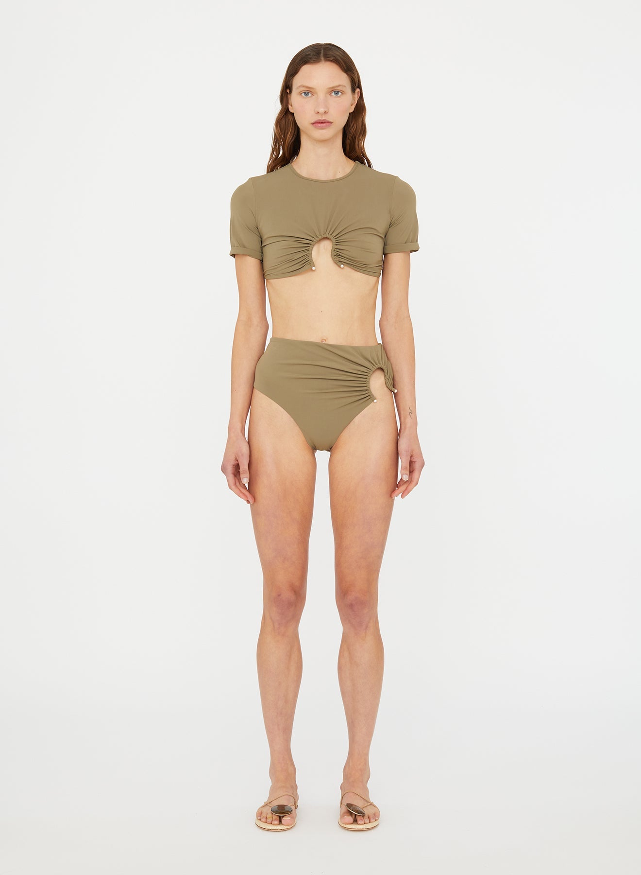 Christopher Esber Ruched Crescent Swim Tee (Eucalypt)