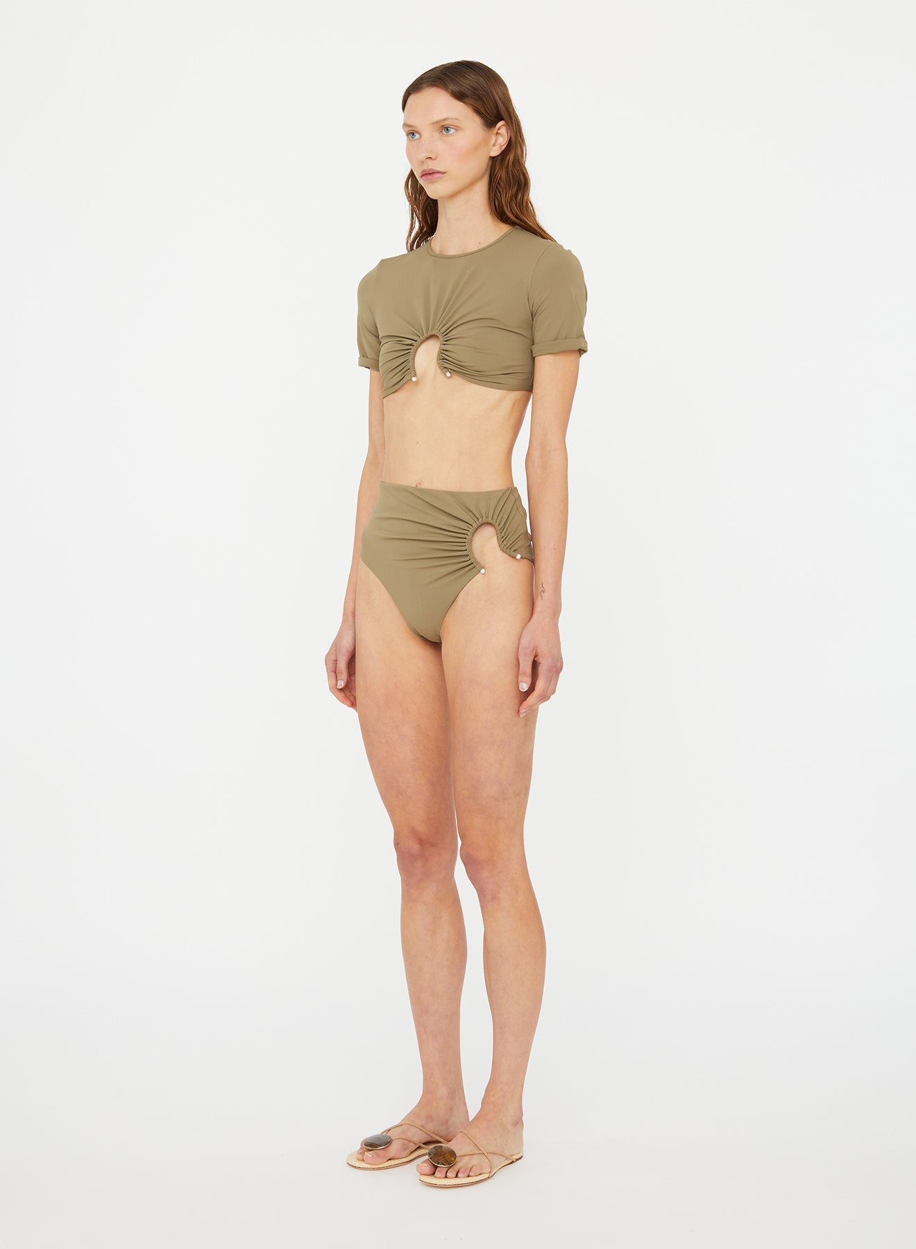 Christopher Esber Ruched Crescent Swim Tee (Eucalypt)