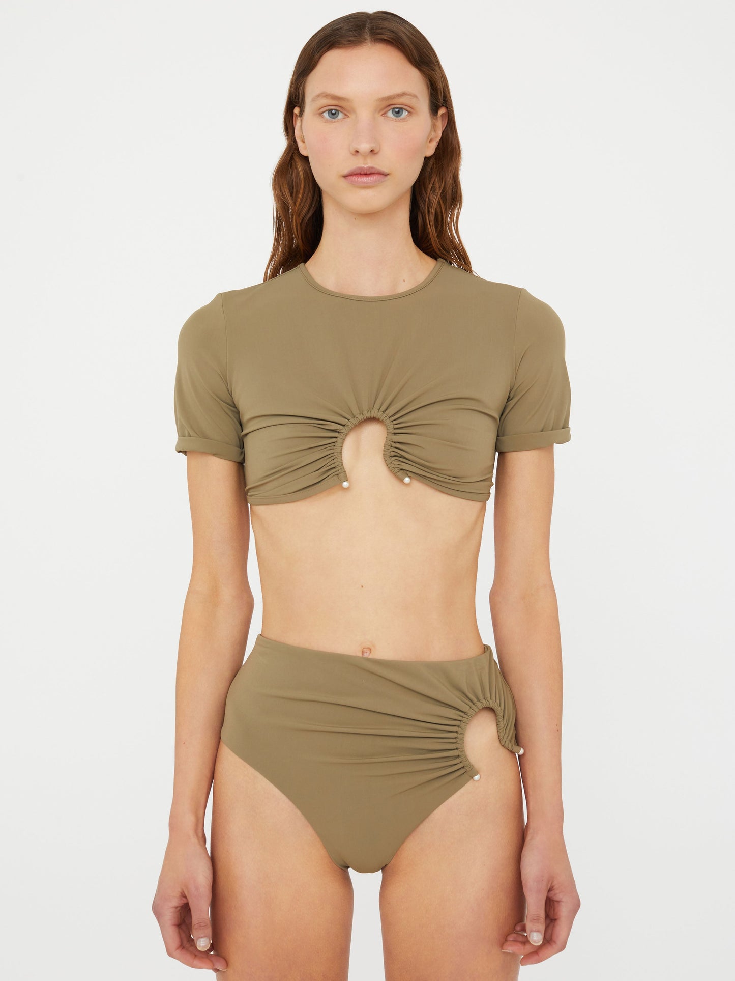 Christopher Esber Ruched Crescent High Brief (Eucalypt)