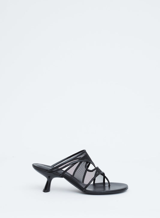Image of Sandals. Productname: Christopher Esber Ringer Mesh Micro Mule in Black colour by brand - Christopher Esber