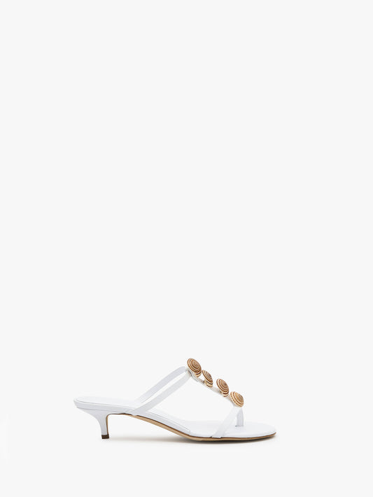 Image of Heels. Productname: Christopher Esber Sundial Seashell Kitten Heel in White colour by brand - Christopher Esber