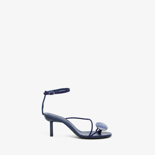 Image of Heels. Product name - Doma Stoned Suede Heel in Angelite colour by brand - Christopher Esber
