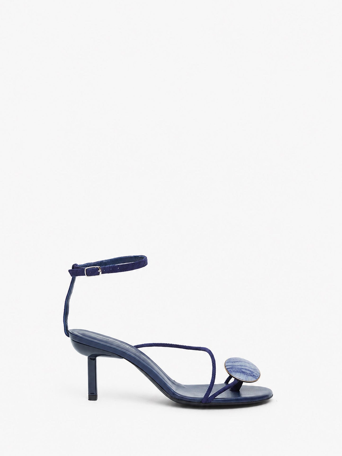 Image of Heels. Product name - Doma Stoned Suede Heel in Angelite colour by brand - Christopher Esber