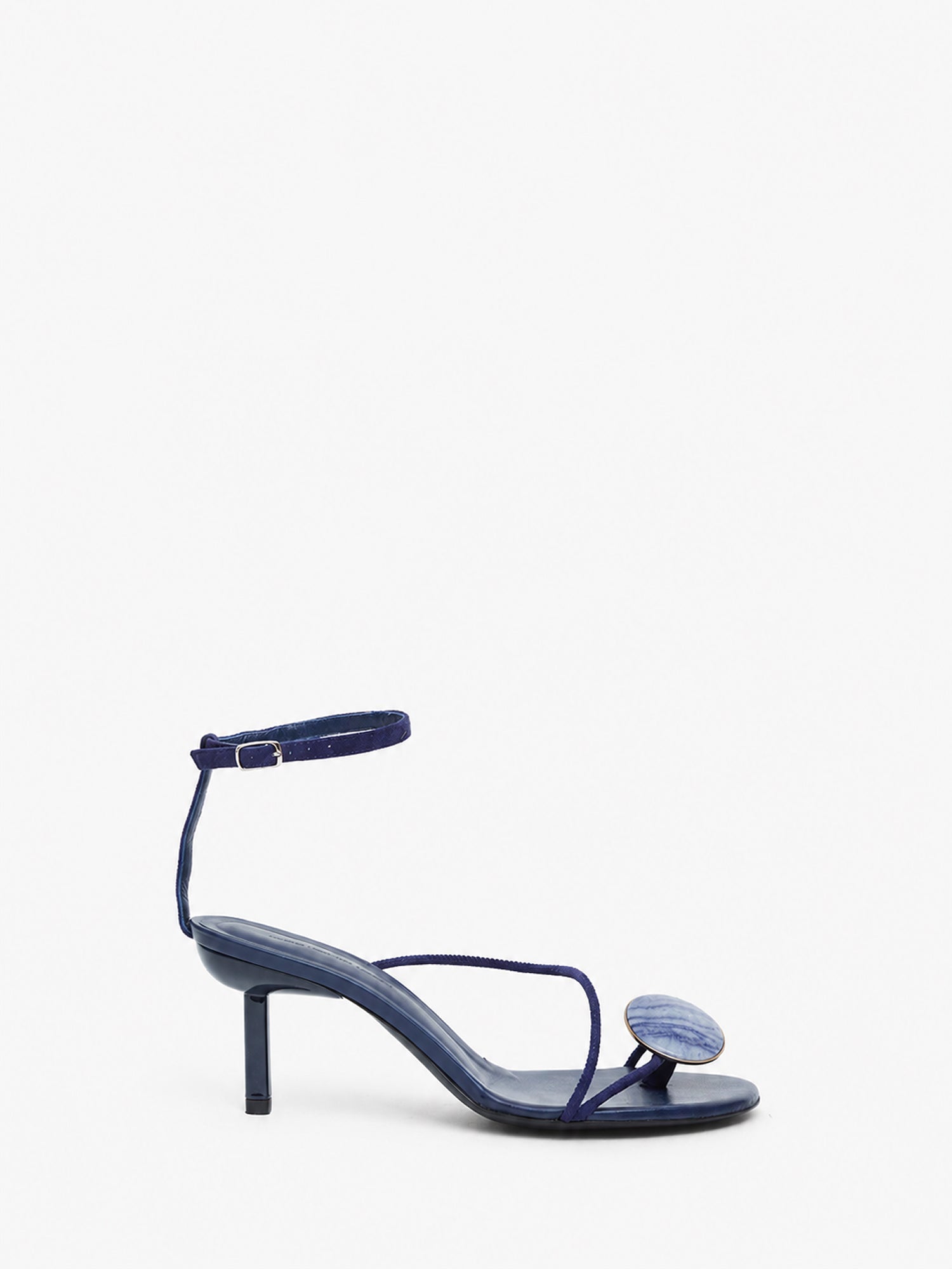 Image of Heels. Product name - Doma Stoned Suede Heel in Angelite colour by brand - Christopher Esber