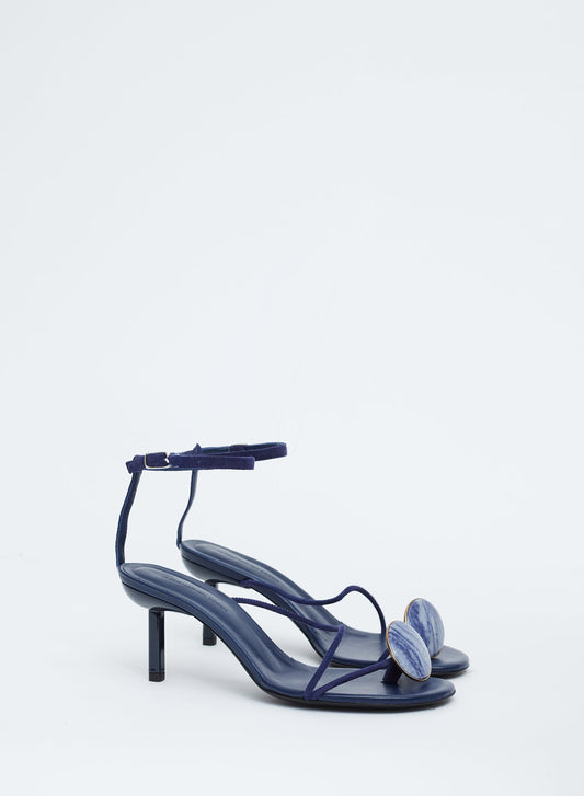 Image of Heels. Productname: Christopher Esber Doma Stoned Suede Heel in Angelite colour by brand - Christopher Esber