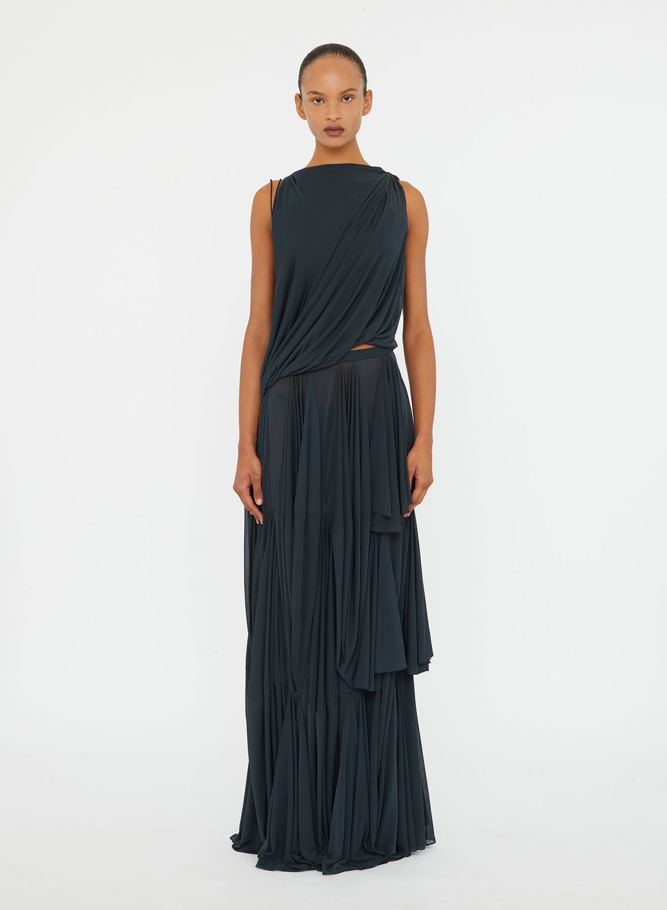 CHRISTOPHER ESBER Macrame Silk Knot Dropped Armhole Top (Liquorice)