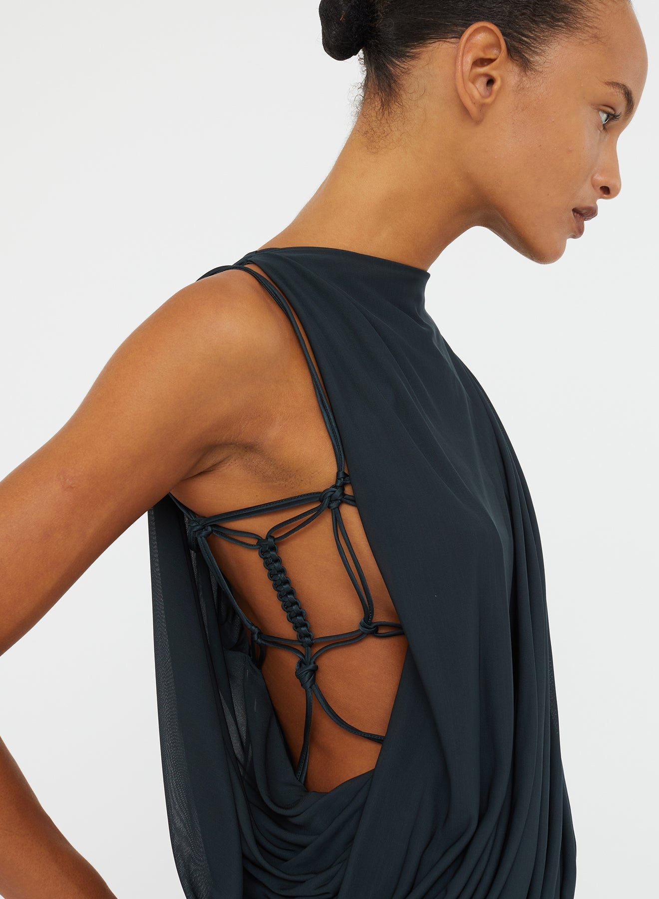 CHRISTOPHER ESBER Macrame Silk Knot Dropped Armhole Top (Liquorice)