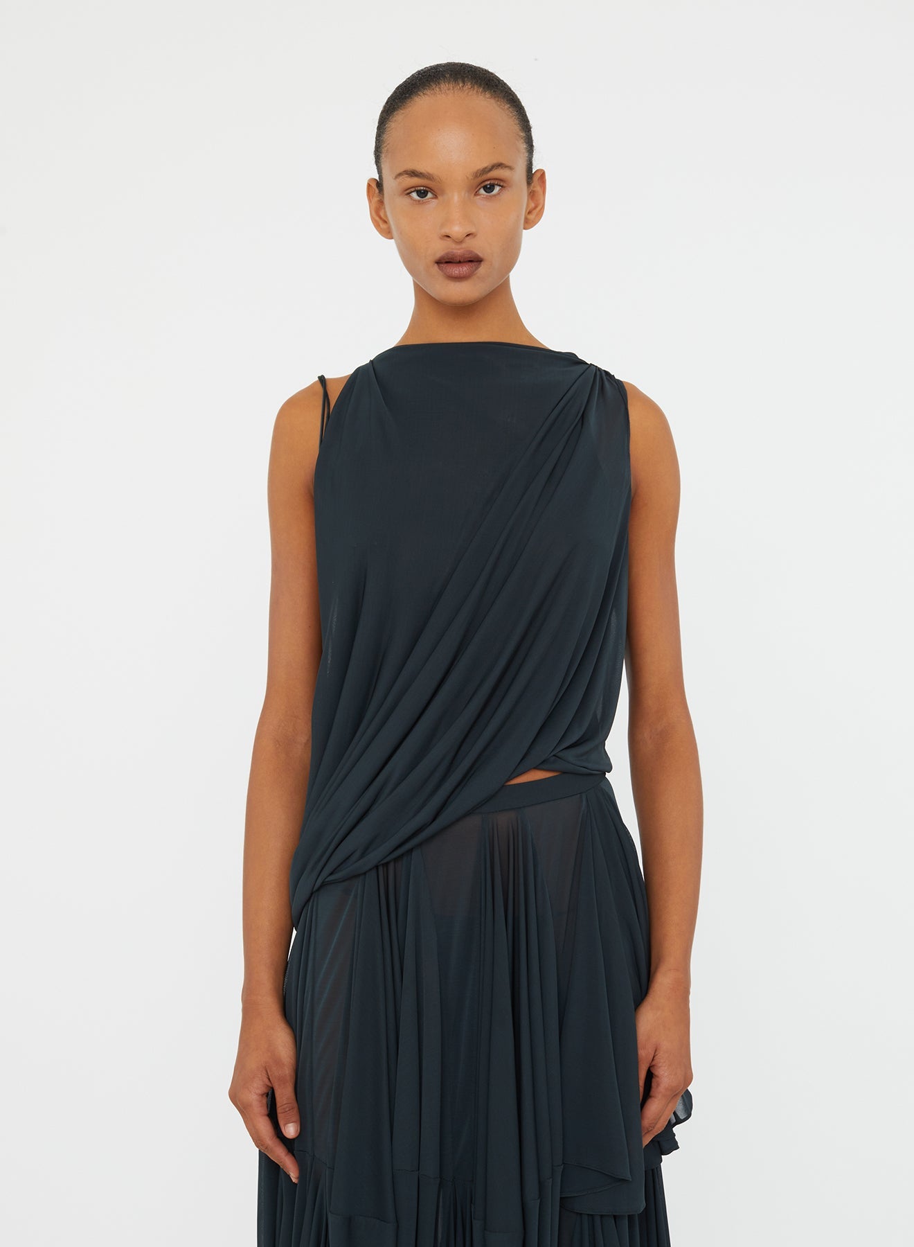 CHRISTOPHER ESBER Macrame Silk Knot Dropped Armhole Top (Liquorice)