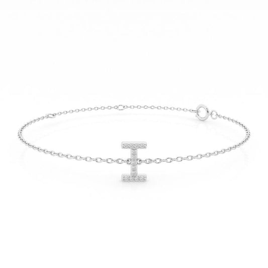 Image of Bracelets. Productname: Brilliant Claw Initial Chain Bracelet with 0.05ct of Diamonds in Sterling Silver in Diamond colour by brand - Bevilles