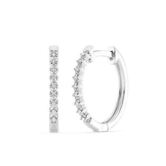 Image of Earrings. Productname: Hoop Earrings with 0.05tw of Diamonds in 9kt White Gold in Diamond colour by brand - Bevilles