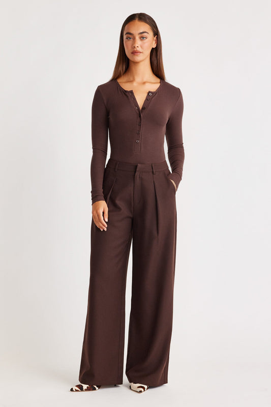 SNDYS HENLEY BODYSUIT (Chocolate)