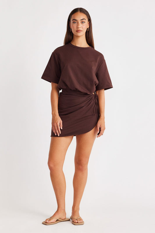 Image of Dresses. Productname: SNDYS LOLA MINI DRESS in Chocolate colour by brand - SNDYS