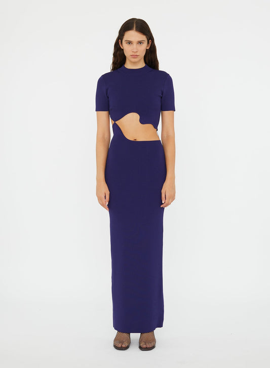Image of Dresses. Product name - Maparadita Lattice Seperation Dress in Violet colour by brand - CHRISTOPHER ESBER
