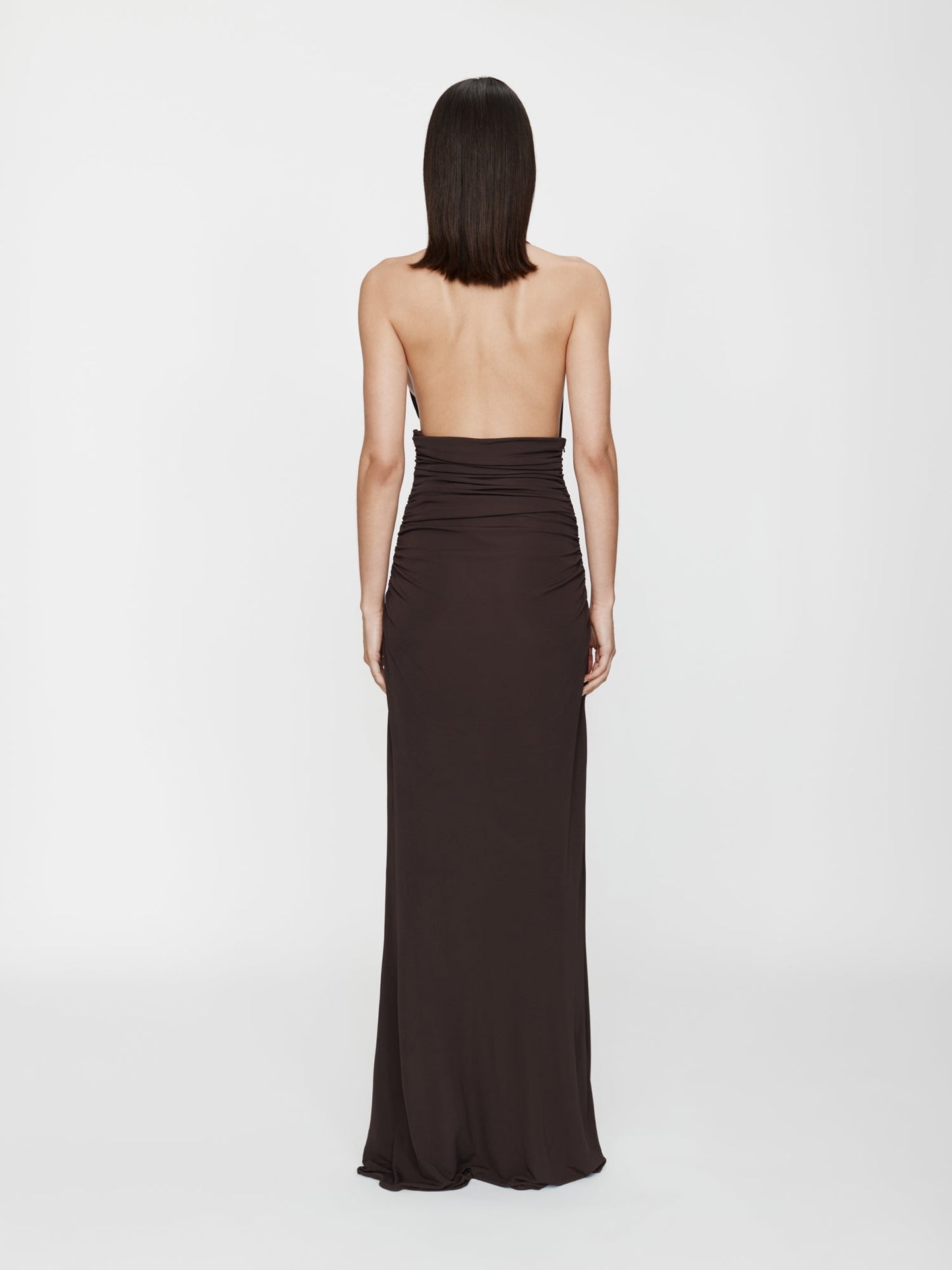 CHRISTOPHER ESBER Draped Cummerbund Jersey Dress (Espresso)