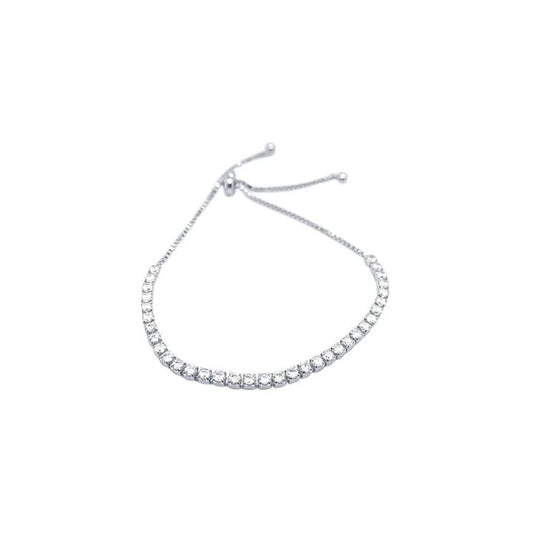 Image of Bracelets. Productname: 22cm 2.5mm Width Cubic Zirconia Tennis Bolo Bracelet in Sterling Silver in Silver colour by brand - Bevilles