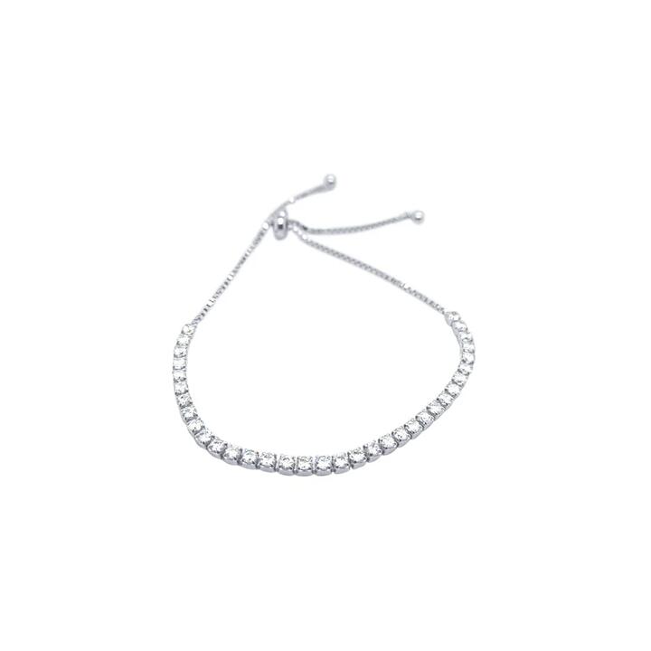 Image of Bracelets. Product name - 22cm 2.5mm Width Cubic Zirconia Tennis Bolo Bracelet in Sterling Silver in colour by brand - Bevilles