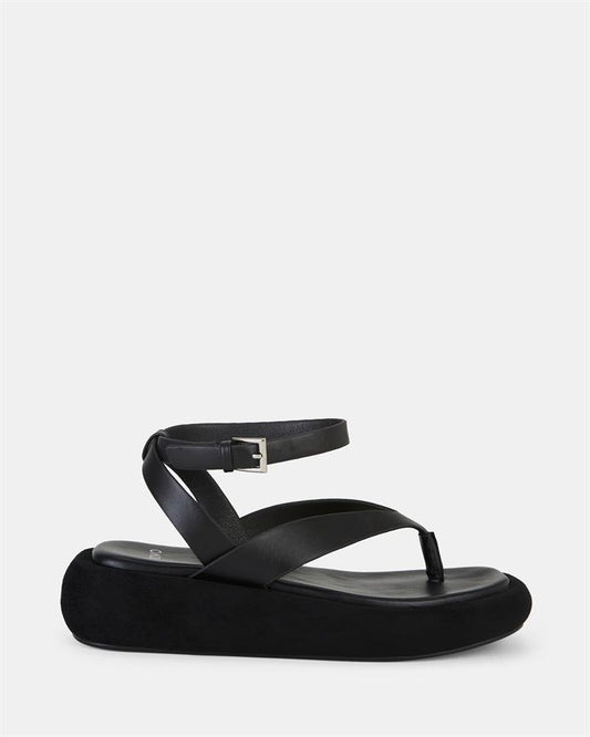 Image of Sandals. Product name - Tahney Women's Strappy Flat BLACK Novo Sandals in Black colour by brand - NOVO