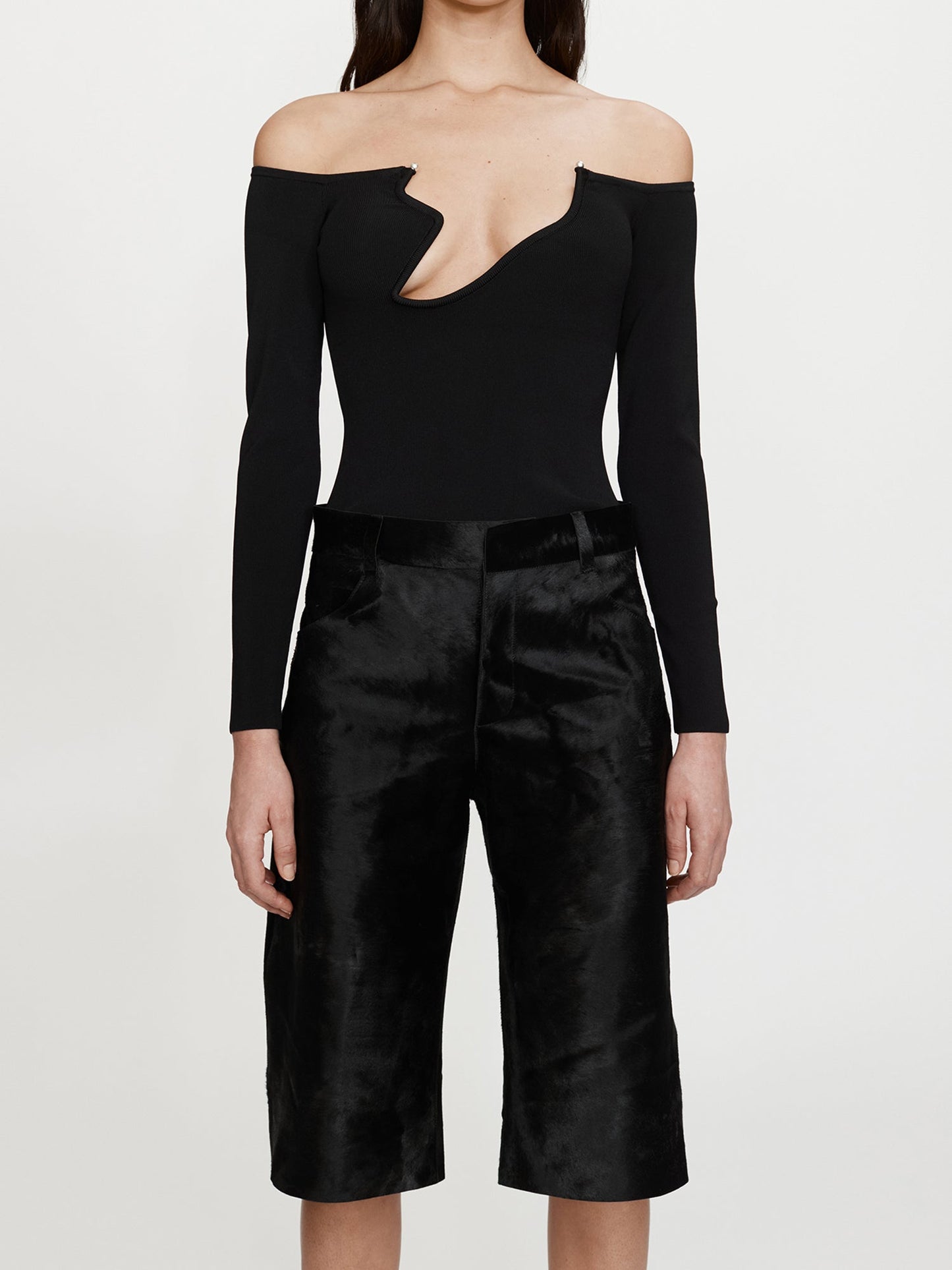 CHRISTOPHER ESBER Odessa Arced Knitted Long Sleeve Top (Black)