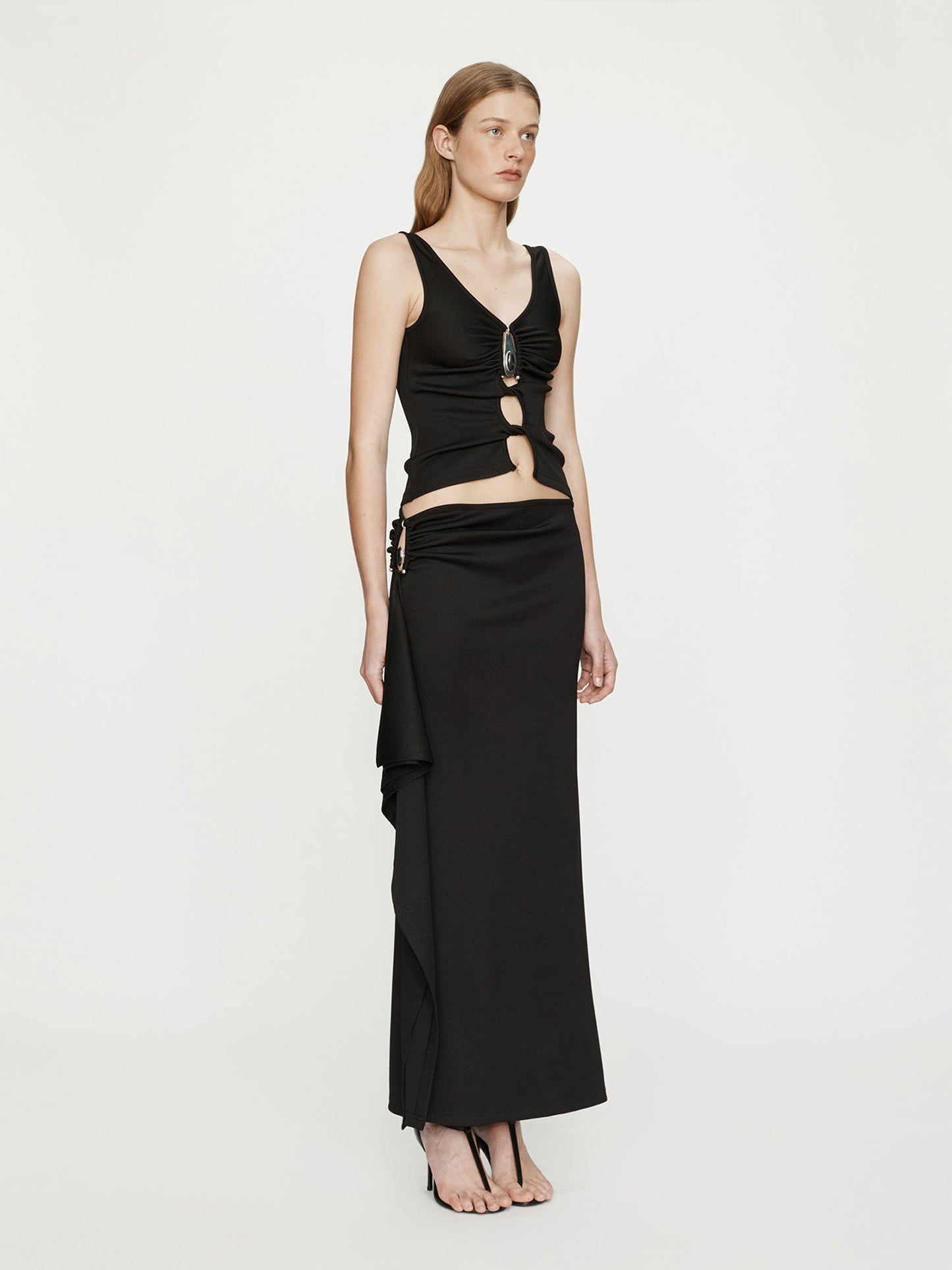 CHRISTOPHER ESBER Crystal Pendant Cascade Skirt (Black)