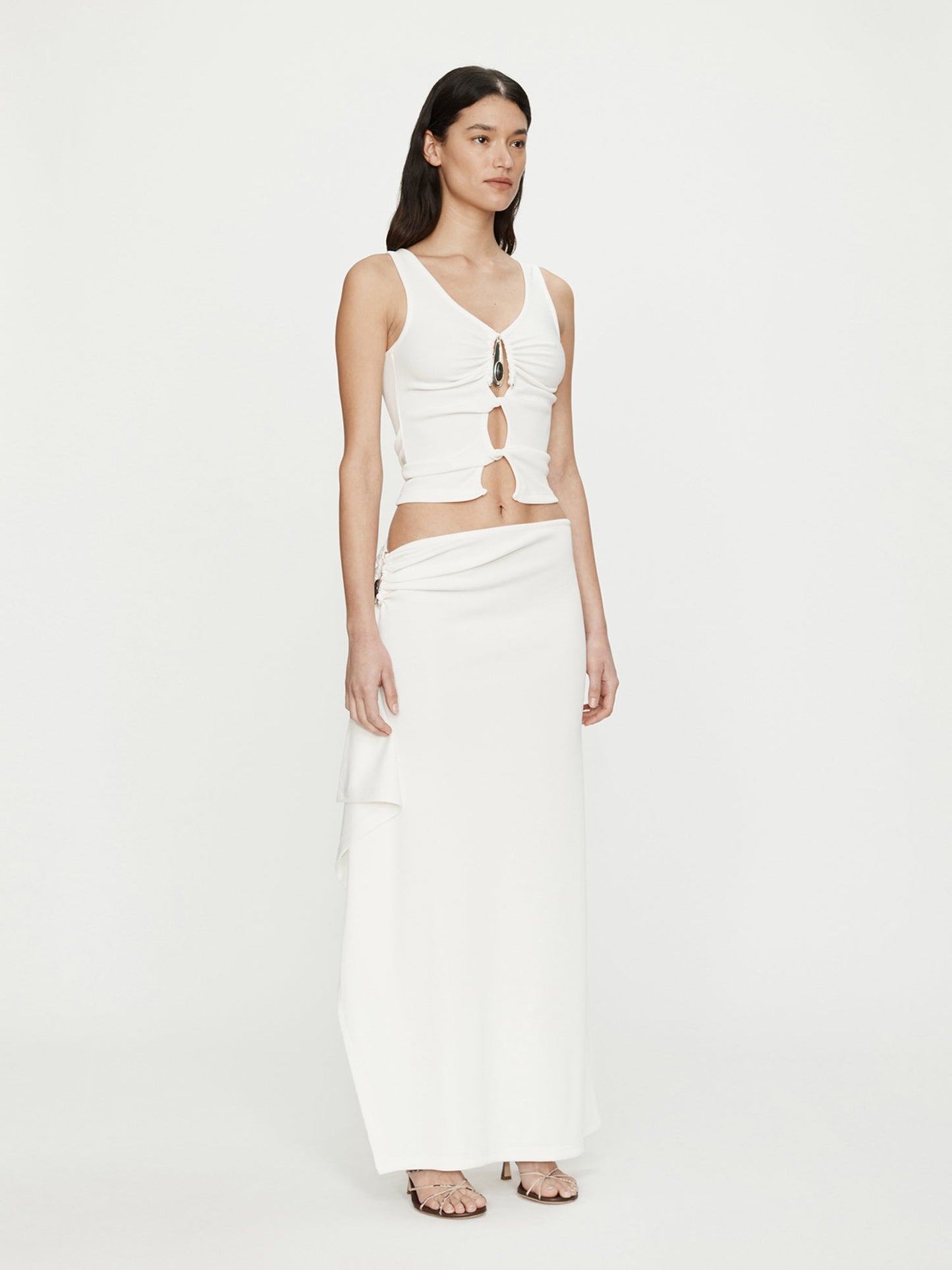 CHRISTOPHER ESBER Crystal Pendant Cascade Skirt (White)