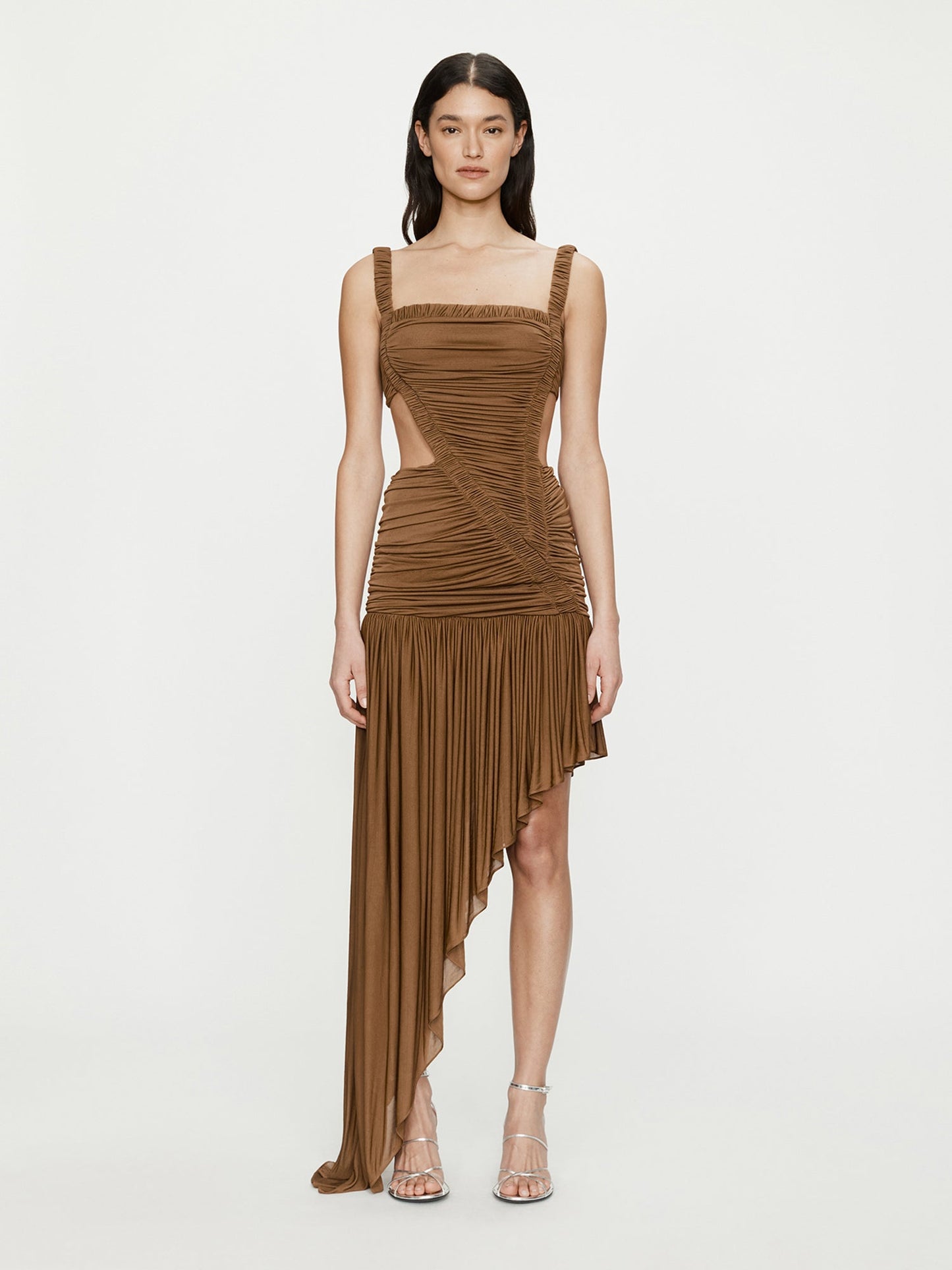 Image of a model wearing Skirts. Productname: CHRISTOPHER ESBER Orion Swept Skirt in Russet colour by brand - CHRISTOPHER ESBER