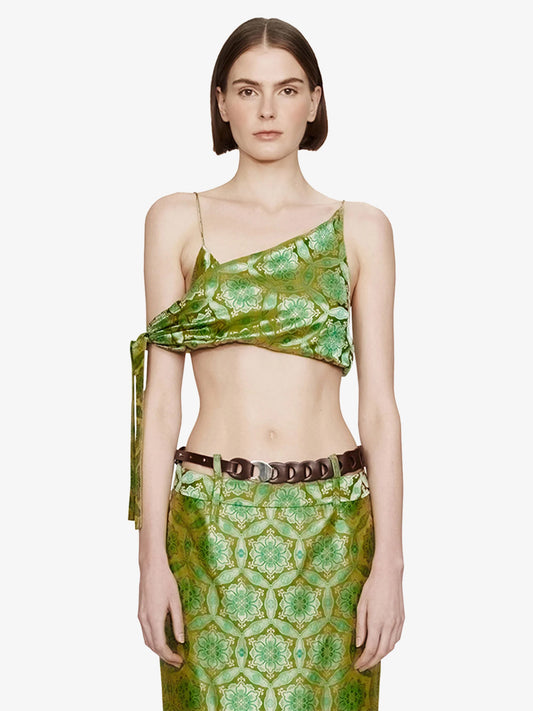 Image of a model wearing Tops. Product name - Palmira Handkerchief Tie Top in Print colour by brand - CHRISTOPHER ESBER