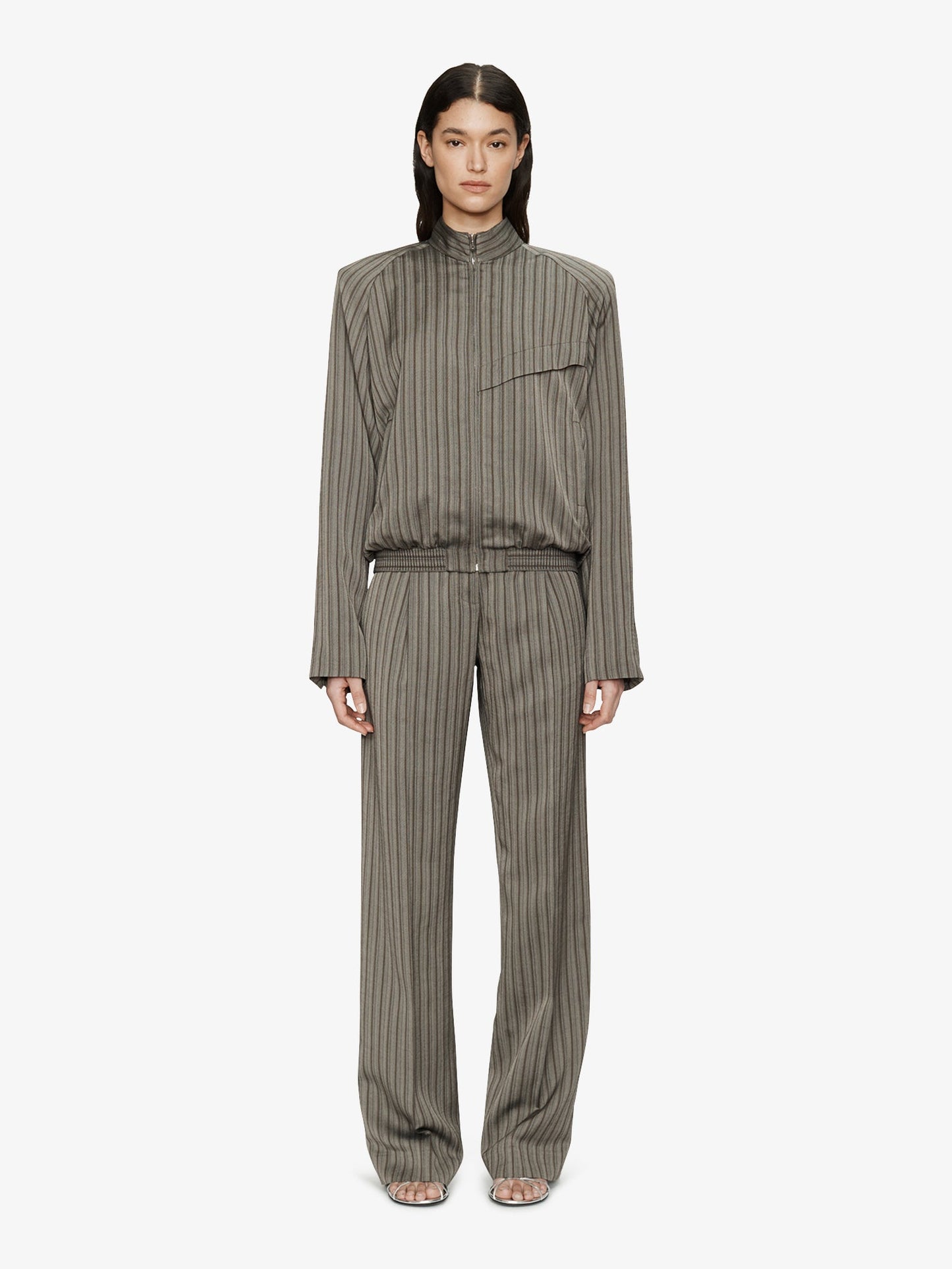 Image of Coats & Jackets. Product name - Reyer Bomber Jacket in Stripe colour by brand - CHRISTOPHER ESBER