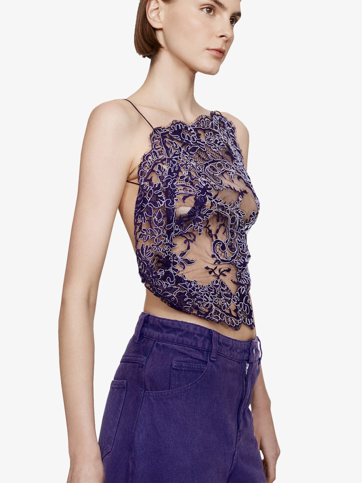 CHRISTOPHER ESBER Iris Floating Lace Cami (Viola)