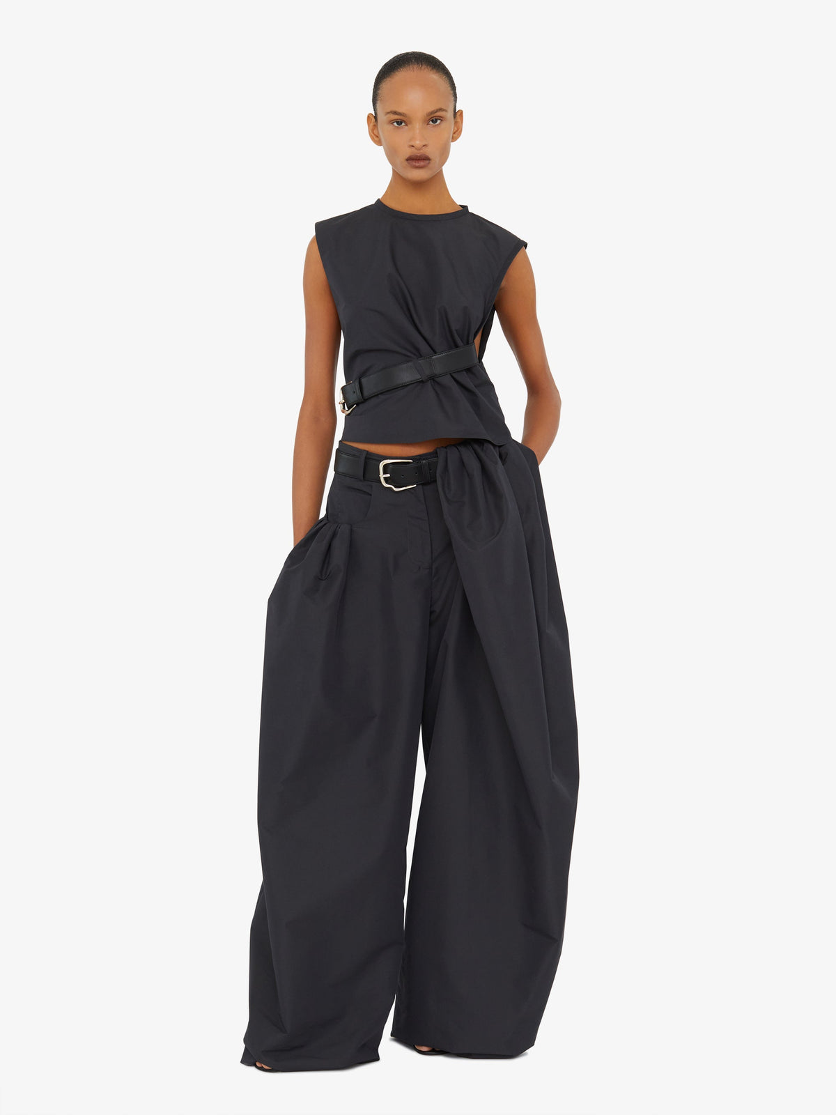 CHRISTOPHER ESBER Locus Belted Taffeta Tank (Carbon)