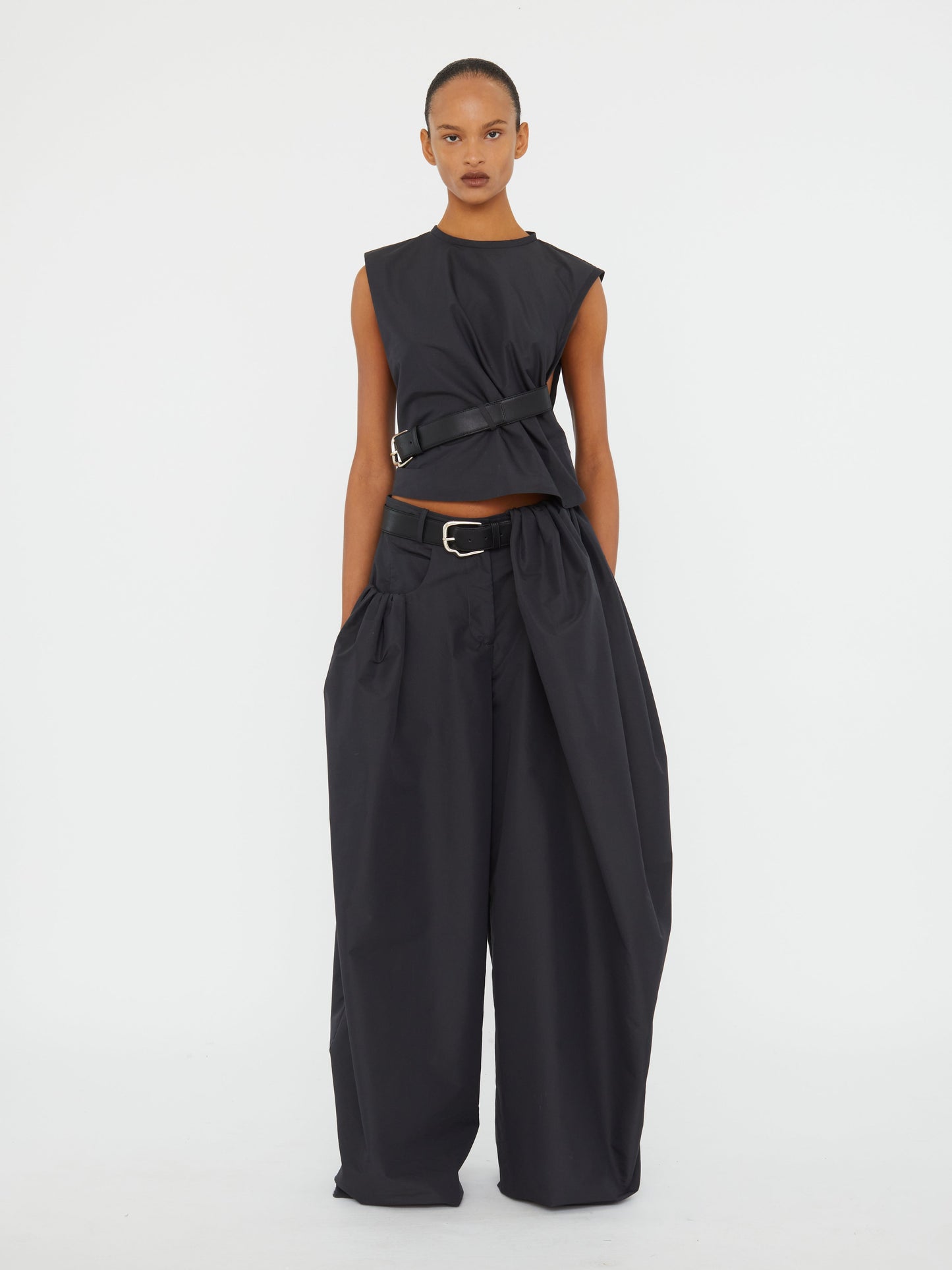 CHRISTOPHER ESBER Locus Belted Taffeta Tank (Carbon)