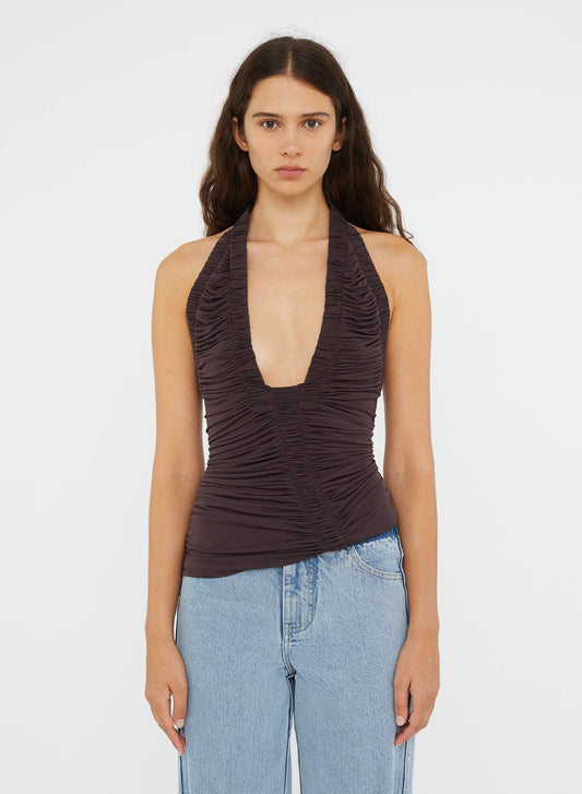 Image of a model wearing Tops. Productname: CHRISTOPHER ESBER Orion Top in Malbec colour by brand - CHRISTOPHER ESBER